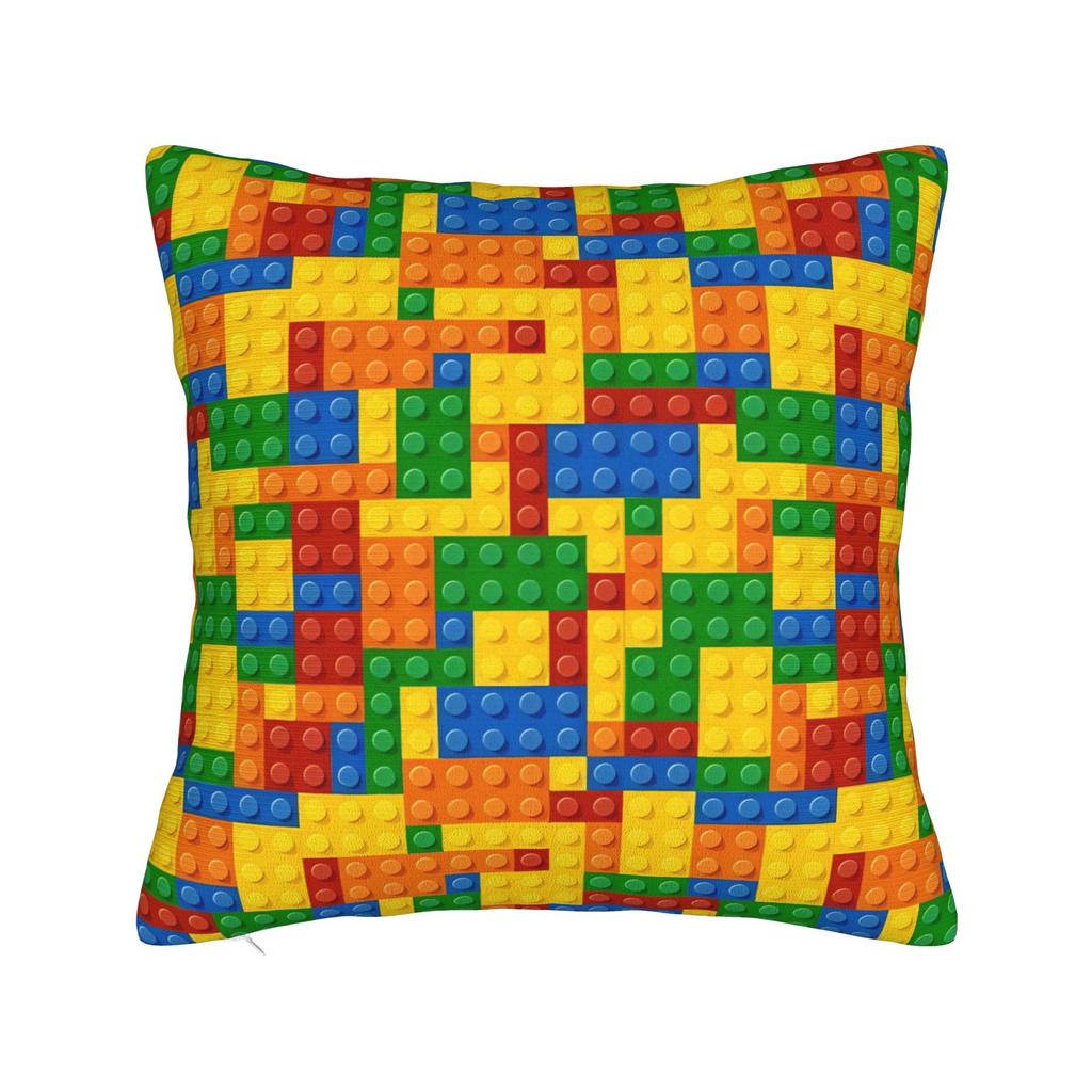 Candy Multicolor Building Blocks Pattern Pillow Cover Comfy Cushion Cover Funny Pillow Case For Living Room Chair