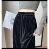 Spring and Autumn Hot Diamond Velvet Casual Pants Black High Waist Drawstring Loose Straight Pants Meteor Shower Diamond Lazy Mopping Pants