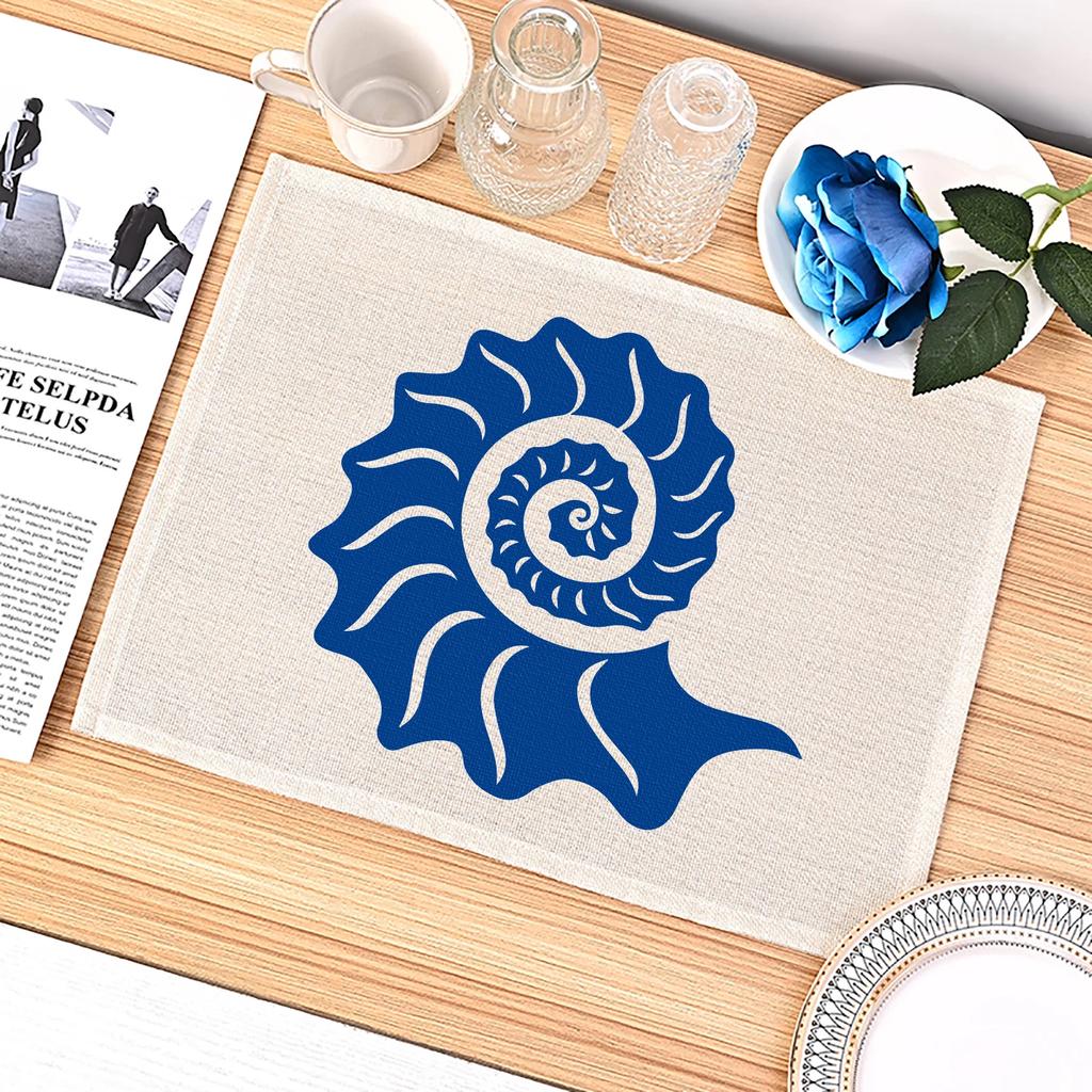 Blue Sea Creatures Theme Table Pad  Placemat Kitchen Heat Insulation Durable For Dining Coaster Bowl Cup Mat Decor