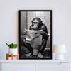 Monkey Sitting On The Toilet Reading Newspaper Funny Animal Bathroom Wall Art Decor Print Toilet Room Humour Poster Home Decor