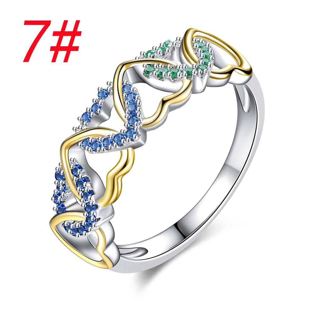 Two-Tone Heart-Shaped Zircon Ring - Women's Light Luxury Fashion Design