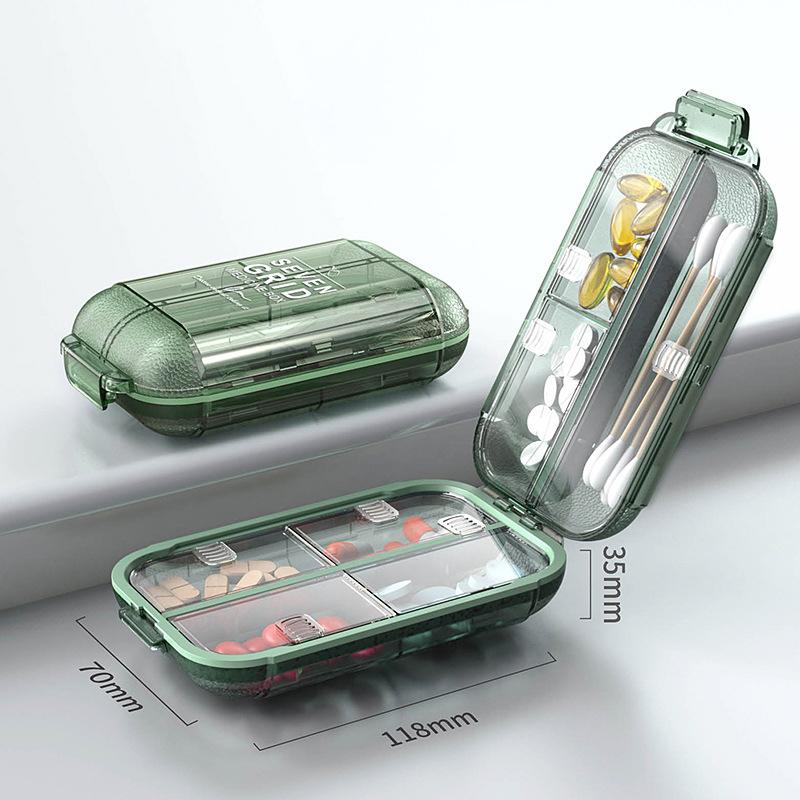 Tragbare kleine Medikamentenbox Feuchtigkeitsgeschützt Versiegelt Klappdeckel-Design Wasserdichtes Design Vitamin- und Medikamentenaufbewahrungsbox