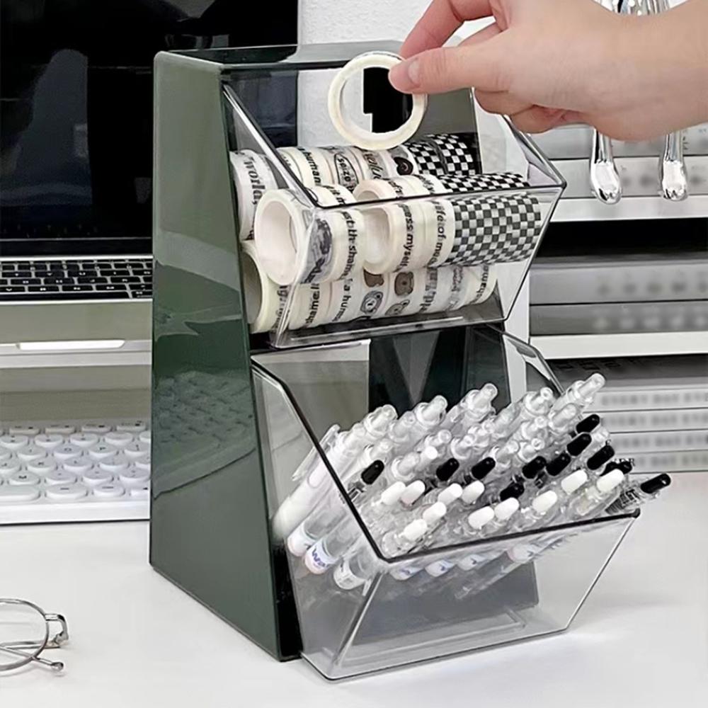 Shelf Organizer Desktop Storage Box Acrylic Transparent Desk Stationery Shelf Office Miscellaneous Sorting Box