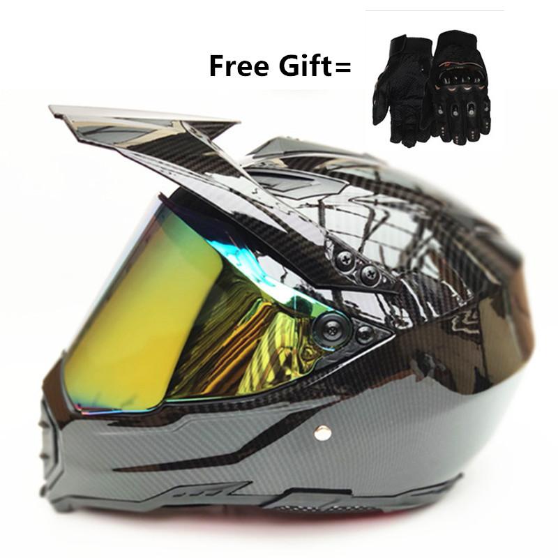 Carbon Fiber Pattern ABS Mater Full Face Moto Racing Helmet DOT Outdoor Adult MX Motocross Off-Road Dirt Bike Motorcycle ATV M
