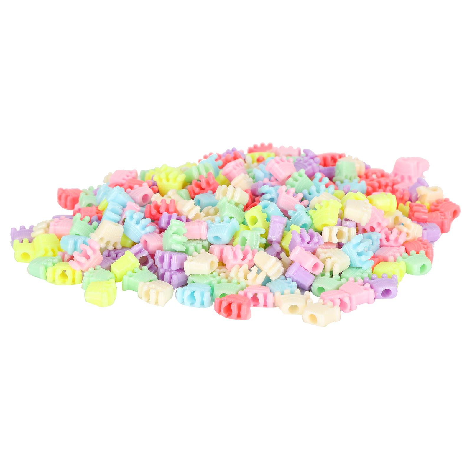 

300Pcs Crown Beads Plastic Colorful Perforated Pendant Decoration Jewelry Making Supplies