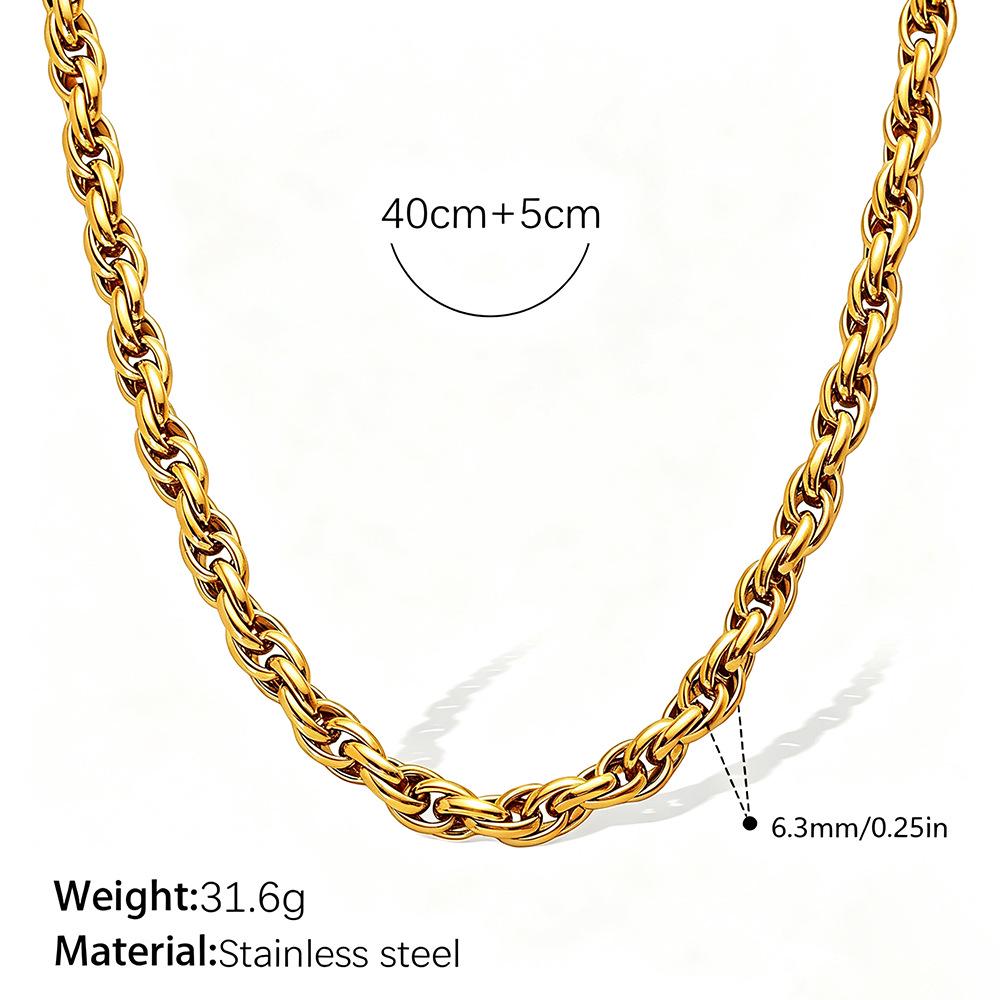 Europäische Retro 18K Gold Halskette für Damen - Hochwertiger schlichter Stil mit vielfältigen Designs und Edelstahlkette