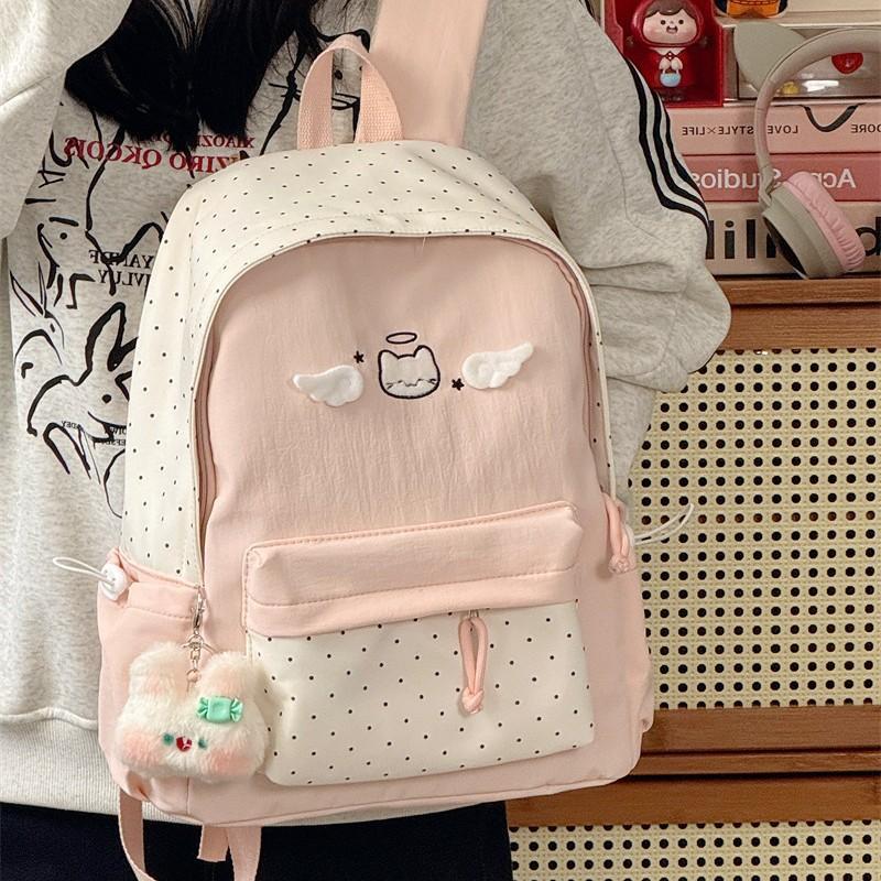Schoolbag Japanese cute angel cat small backpack vitality sweet sister holiday travel shop gentle healing backpack