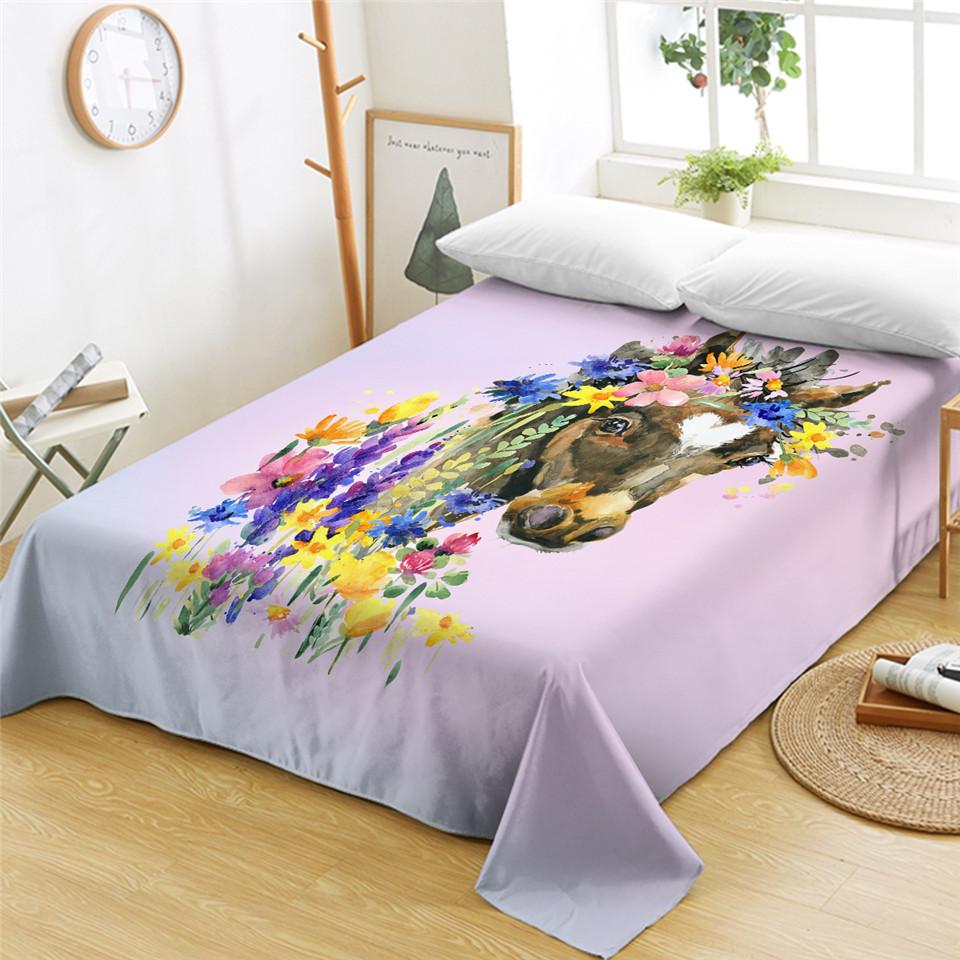 Rosa Flamingos Spannbettlaken 3D Tier Bettlaken Wildtier Bettwäsche King Queen Size Polyester Bettlaken Aquarell Bettdecke