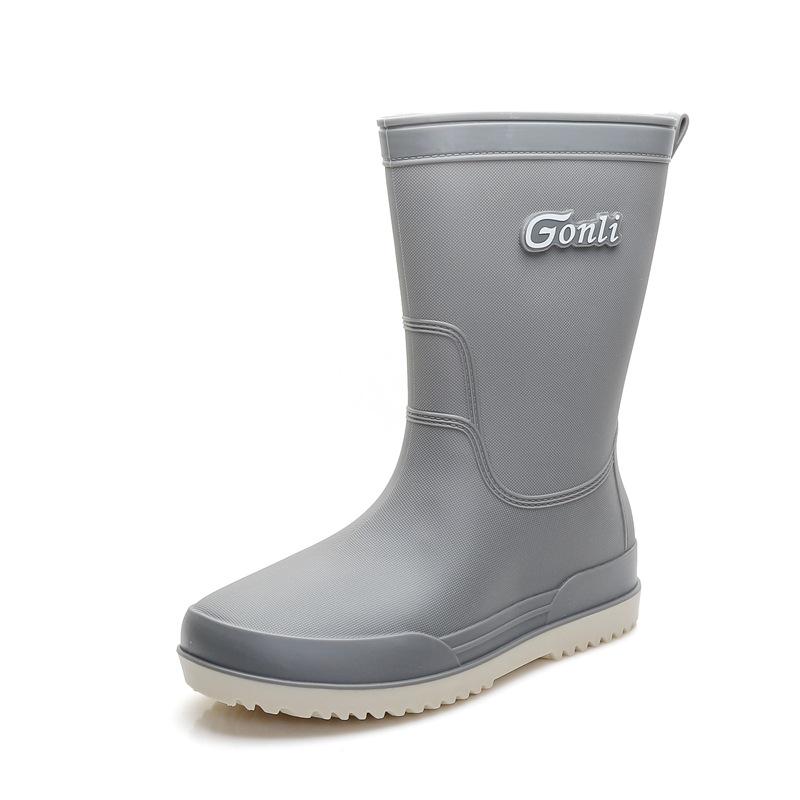 Women's Mid-Calf Fashion Waterproof Rain Boots, Thick-Soled Non-Slip, Wear-Resistant, Plus Velvet for Warmth