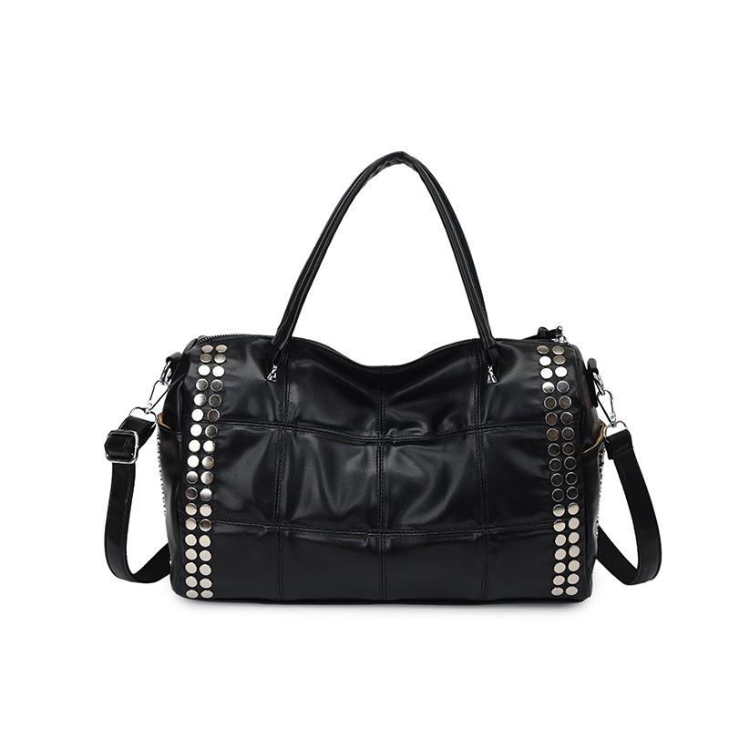 

Fashi Riveted Tote Bag Y2k Hot Girl Cool Motorcycle Bag Diamd Grid Shoulder Bag Women s Large-capacity Crossbody Bag чорний