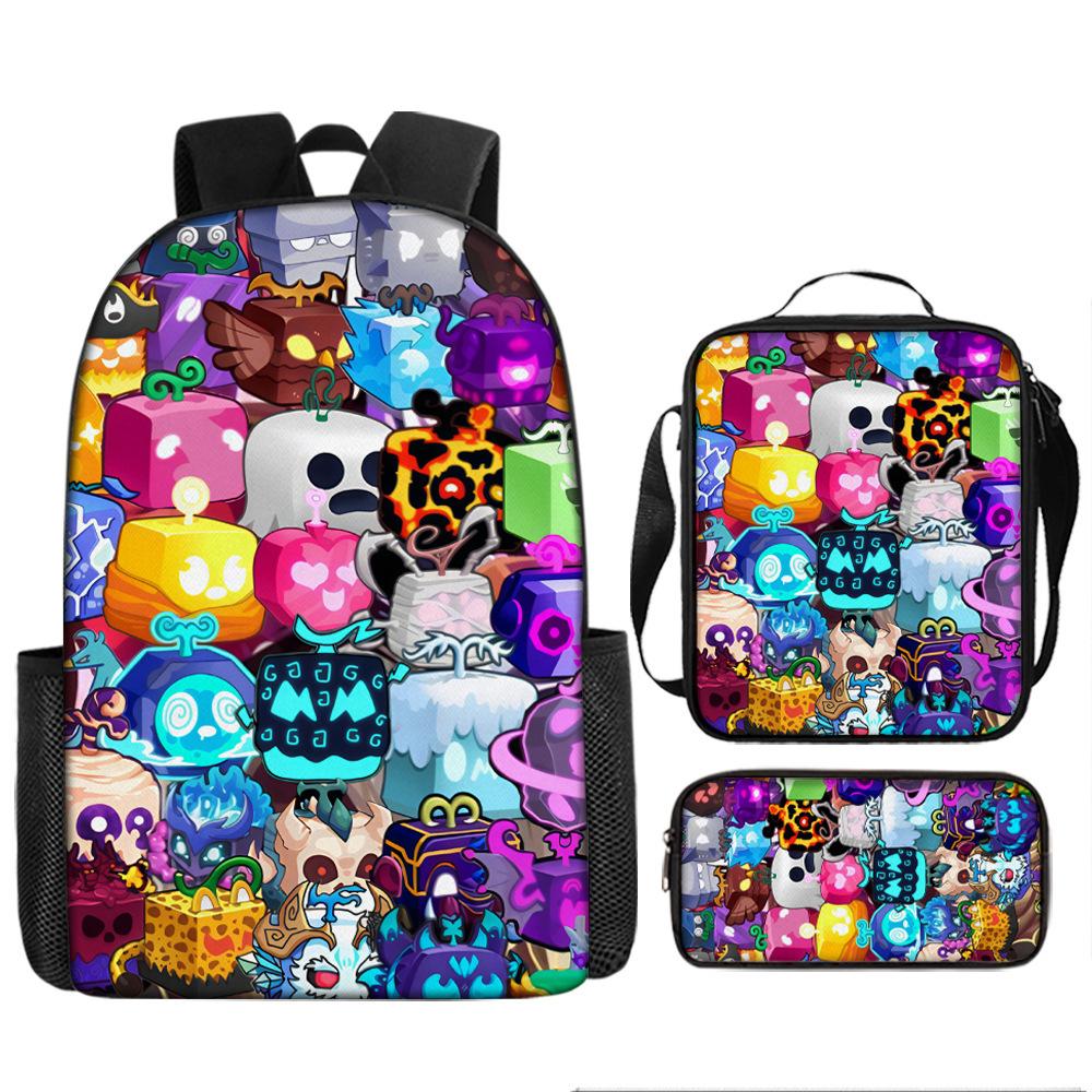 Blox Fruits Sac à dos pour école primaire et secondaire Sac à dos pour enfants Sac à dos grande capacité Sacoche Trousse schoolbag
