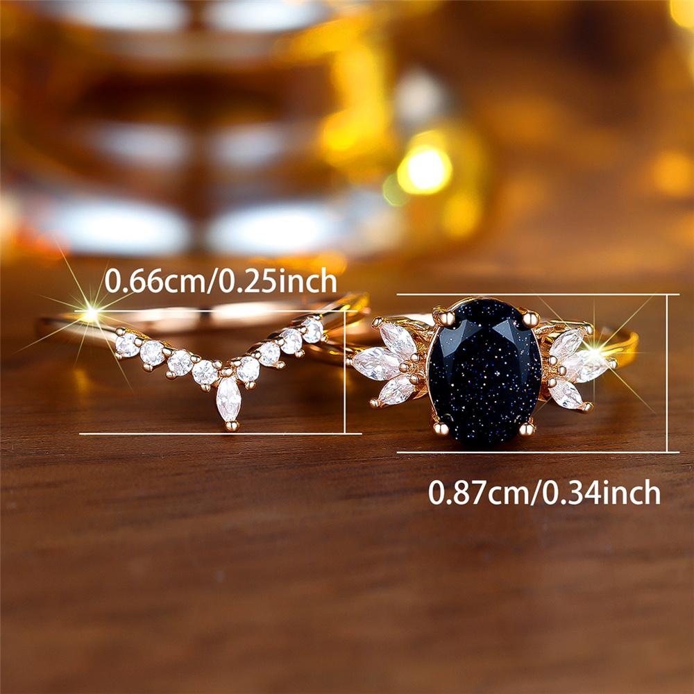 Luxury Female Zircon Stone Engagement Ring Set Vintage Gold Color Bridal Wedding Bands Party Jewelry For Women