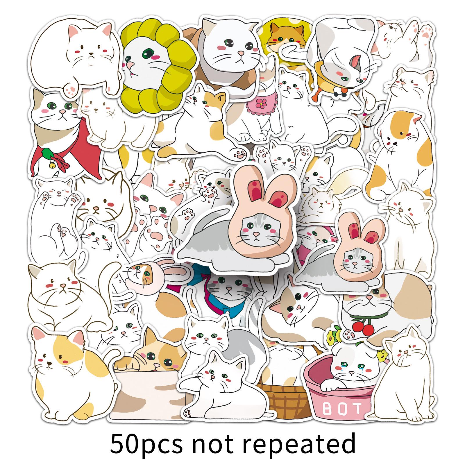 50 Hand-drawn Non-Infringing Cute Animal Cat Stickers for Stationery and Planners