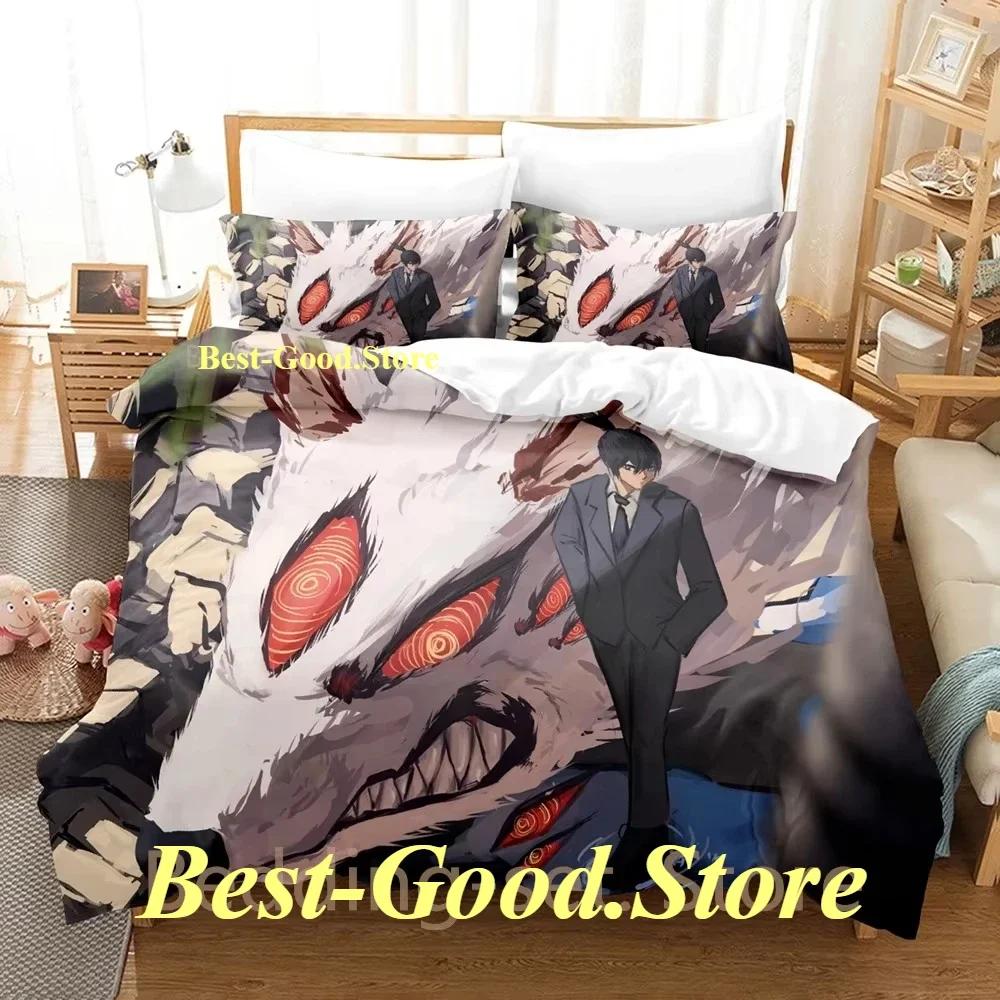 Fox Dveil Kon chainsaw man Bedding Set Printed Bed Set With Pillowcase Bed Duvet Cover Single Double Queen Super King Size