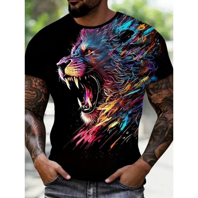 Men's 3D Printed T-Shirt Short Sleeve O-Neck Pullover Casual Top