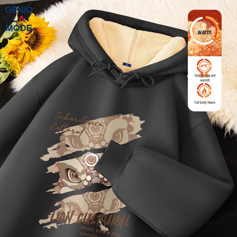 GENIOLAMODE Men's Heavyweight Fleece-Lined Hooded Sweatshirt