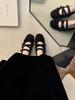 Retro Ballet Style Cross Buckle with Flat Mary Jane Shoes Women's Shoes 2025 New Autumn and Winter Maillard Single Shoes