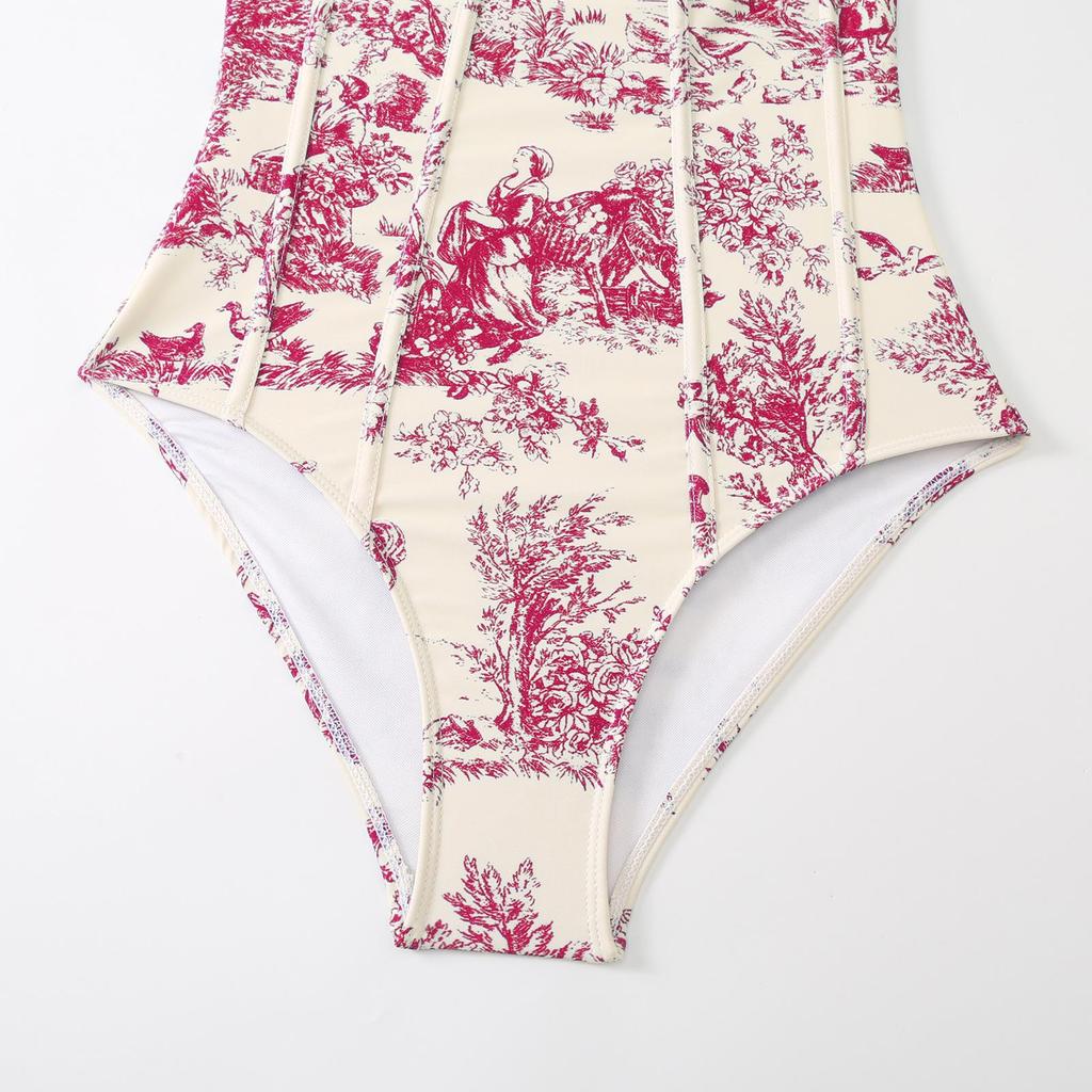 2023 Retro Print Women's Swimwear: One-Piece Swimsuit and Bikini with Sun Protection Long Dress - Two-Piece Set