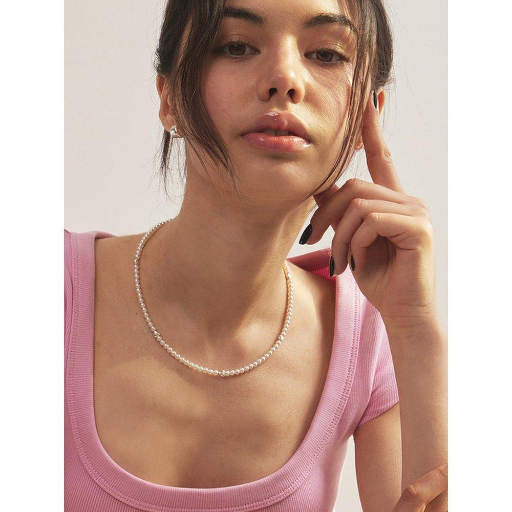Heart and Pearl Silver Necklace Enj24Nw004