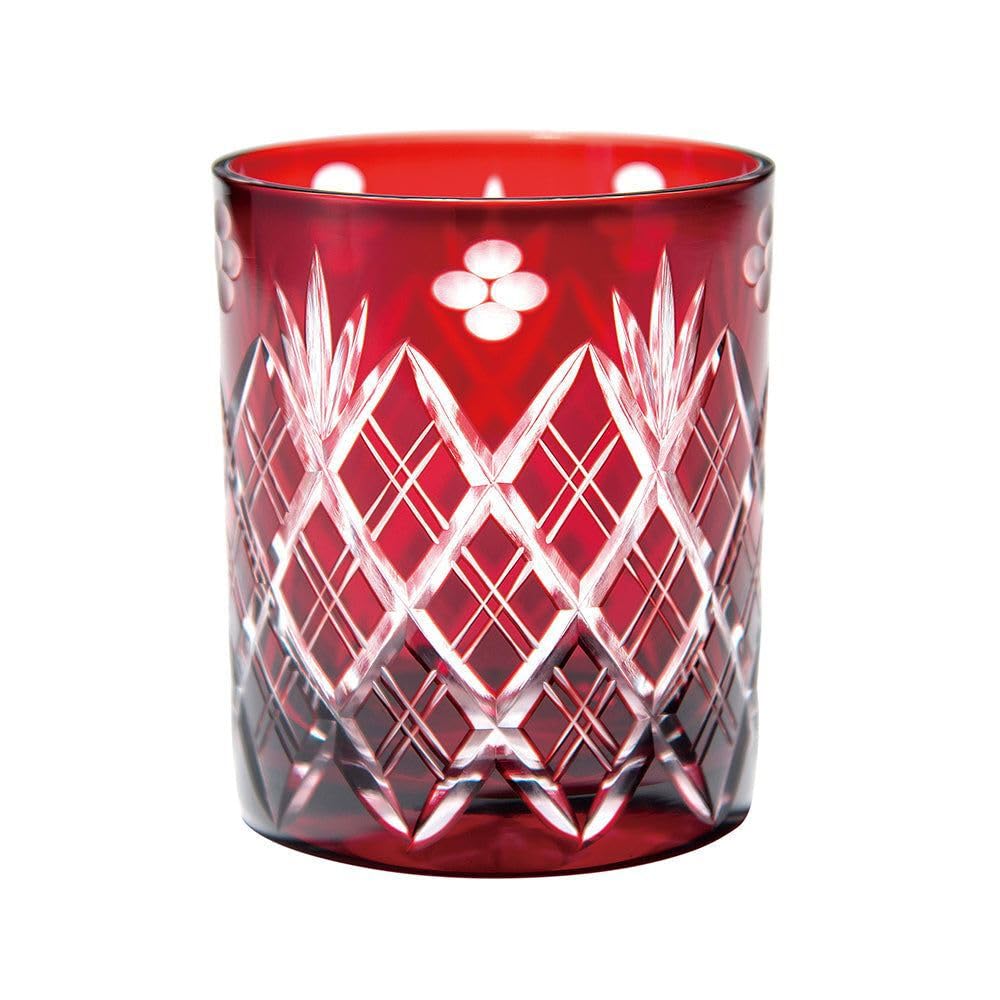 

Edo Kiriko Rock Small Flower and Sword Arrow Pattern Box Made in 223527 Glass, Glass, 250ml, Red, (Wooden Included), Japan, красный