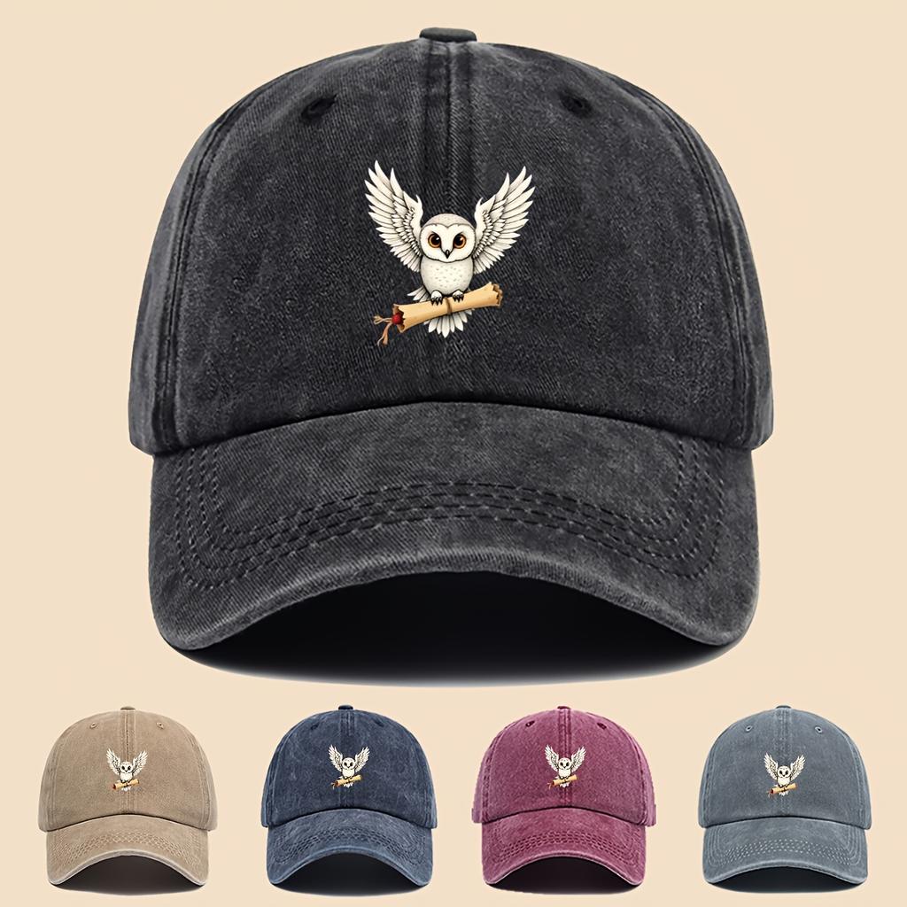 Cartoon Owl Illustration Printed Baseball Cap Fashionable Personalized Versatile Outdoor Fishing Hat