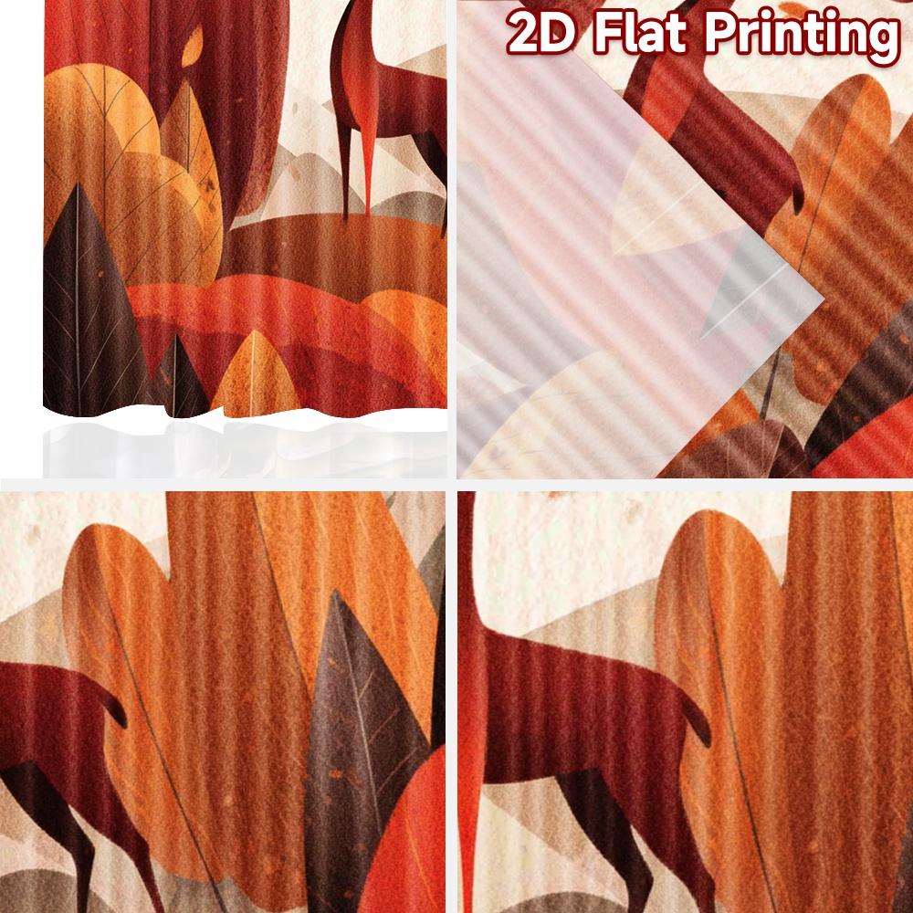 2D flat printing 2pcs Window Curtains Autumn Deer Forest Landscape Digital Printed Polyester Drapes Festive Curtains Perfect for
