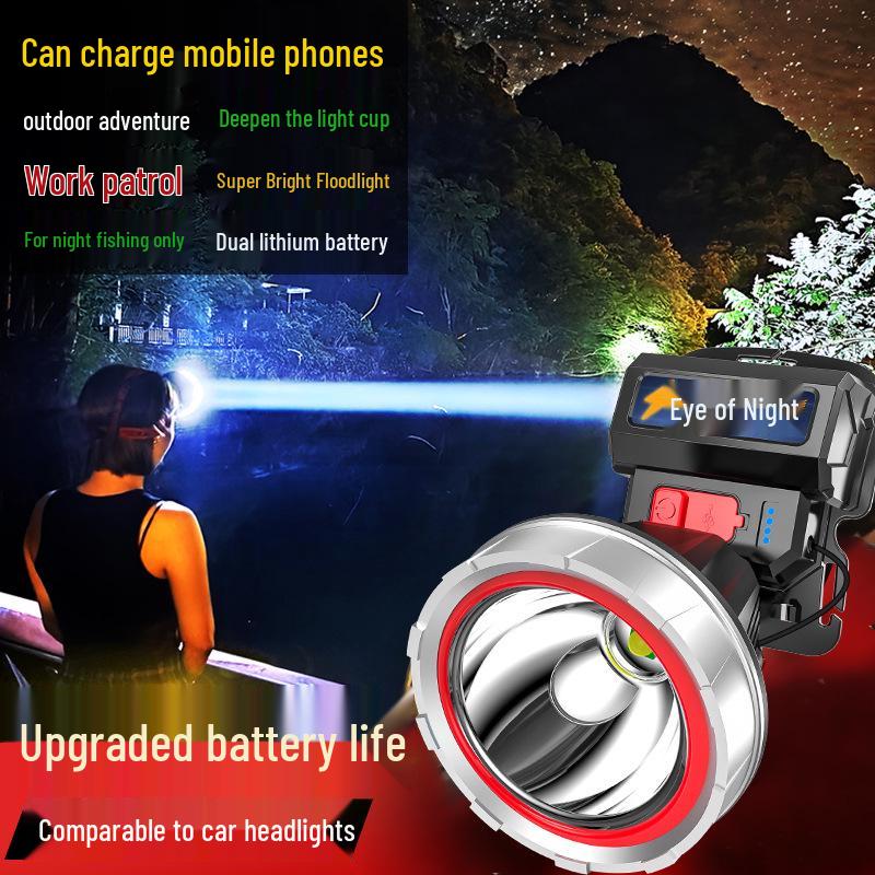High-Intensity LED Headlamp with Long-Lasting Lithium Battery - Super Bright, Rechargeable Outdoor Fishing and Mining Light