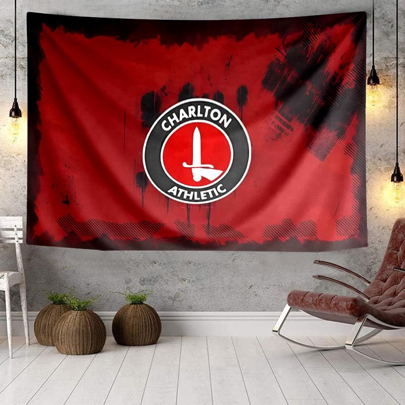 Charlton FC Wappen Wandteppich, Einzigartiger Design Wandteppich, Wanddekoration für Schlafzimmer, Wohnzimmer, Spielzimmer, Herzliche Fan-Feiertagsgeschenke