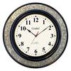 Brass Embossed Analog Wall Clock Round Vintage Clock For Bedroom Living Room Home And Office (Brown) - 45.7 Cm