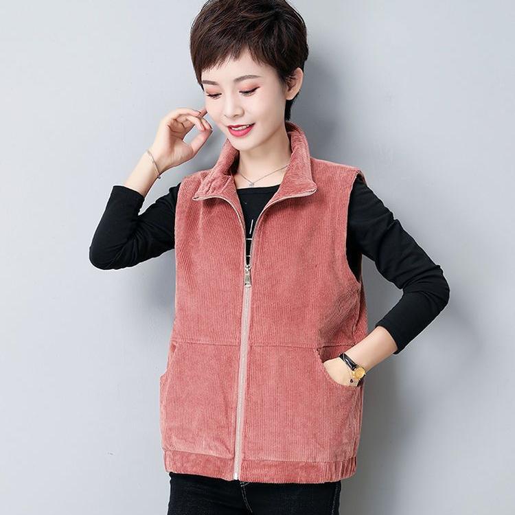 thumbnail image 2 of Fall Vests For Women 2025 Trendy Corduroy Warm Sleeveless Jackets Lightweight Winter Collar Button Coats, 01 Black, Small 2 of 13
