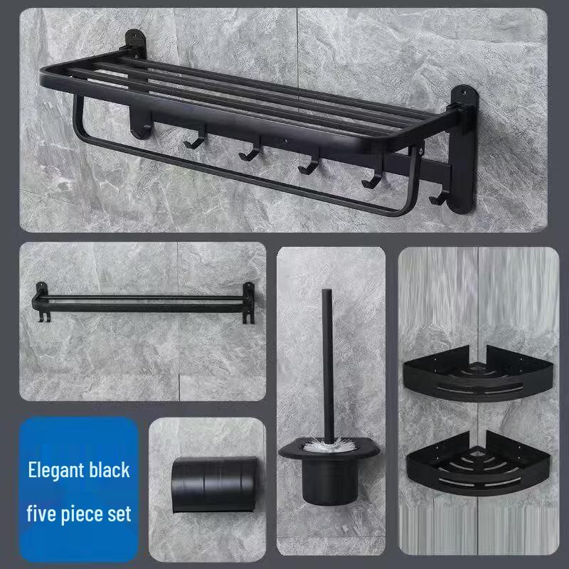 cmaos Stainless Steel 5-Piece Bathroom Towel Rack Set