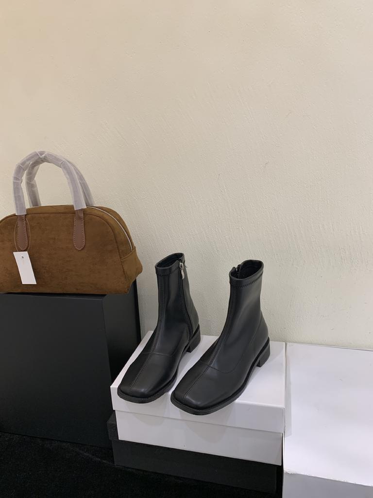 Coarse heel French British style retro square head Martin short boots women's boots autumn 2025 new