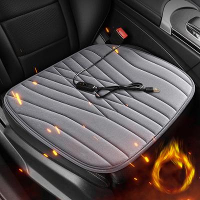 Yousheng 12/24V Auto-Sitzheizkissen 17.72"x17.72" Memory-Foam Sitzschoner-Pad mit rutschfester Unterseite Kurzer Plüsch Vielseitiges Stuhlkissen für Auto