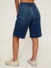 Puffanpop Women's High Waisted Non-Stretch Denim Bermuda Shorts - Dark Wash Wide Leg Loose Fit Casual Summer Shorts