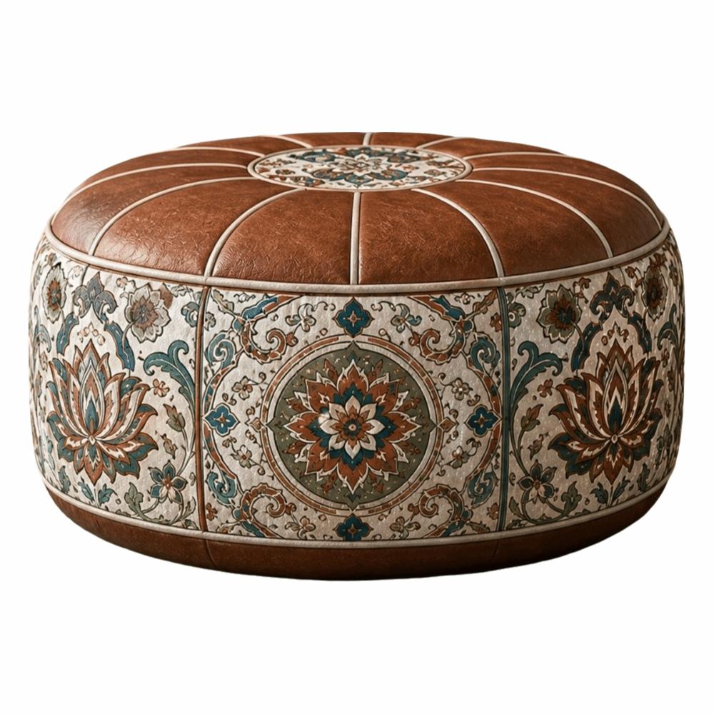 PU Leather Ottoman Pouf Foldable Storage Ottoman New Floor Seat Cushion Multipurpose Storage