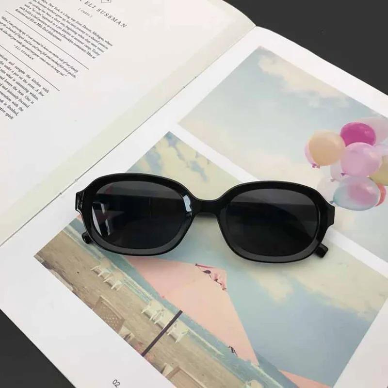 New Fashion Vintage Sunglasses Women Designer Oval Mirror Sun Glasses UV400 Black Frame Eyewear Gafas De Sol