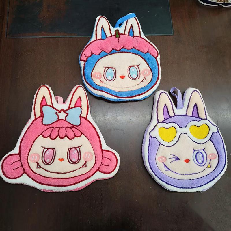 Cute Hand Towels Bathroom Thick Coral Velvet Handkerchief Children Cartoon Absorbent Hanging Towel Kawaii Hand Towel