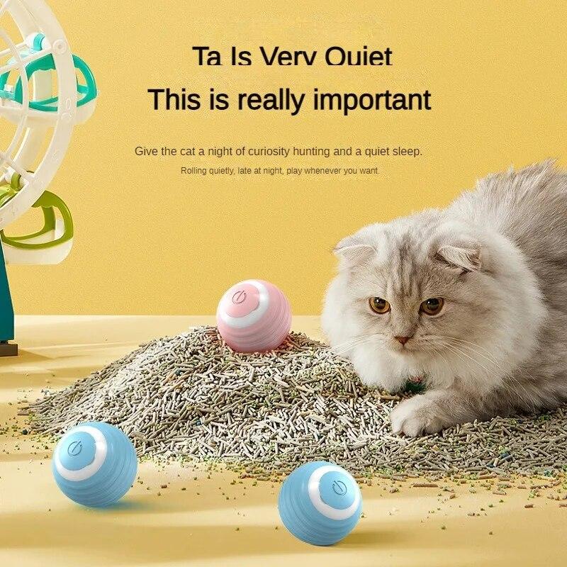 Interaktiver Katzenball für Haustiere, intelligenter elektrischer Indoor-Katzen-/Hunde-Entlastungsball, Selbstglück, automatisch rollender magischer Ball, Katzenzubehör