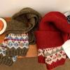 Plush Jacquard Knitted Scarf Thicken Fair Isle Style Shawl Retro Winter Cashmere Scarves  Women/Men