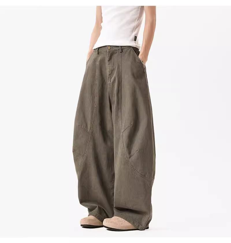 Trendy Unisex Curved Blade Work Pants - High Street Cool Wide-Leg Casual Spring/Autumn Wear