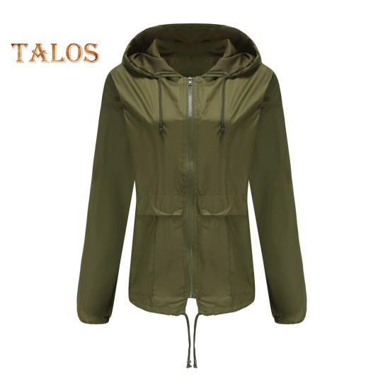 

Женская уличная куртка-дождевик из сетки, тонкое свободное покройное повседневное пальто для кемпинга, пешего туризма, с капюшоном и подкладкой, водонепроницаемая ветровка с карманами S армия зеленый