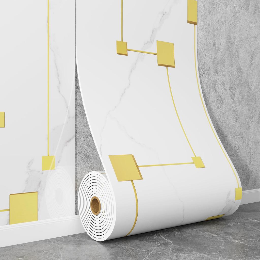 Self-Adhesive Waterproof Imitation Marble Tile Wall Sticker for Bathroom, Living Room, Kitchen, and TV Background.
