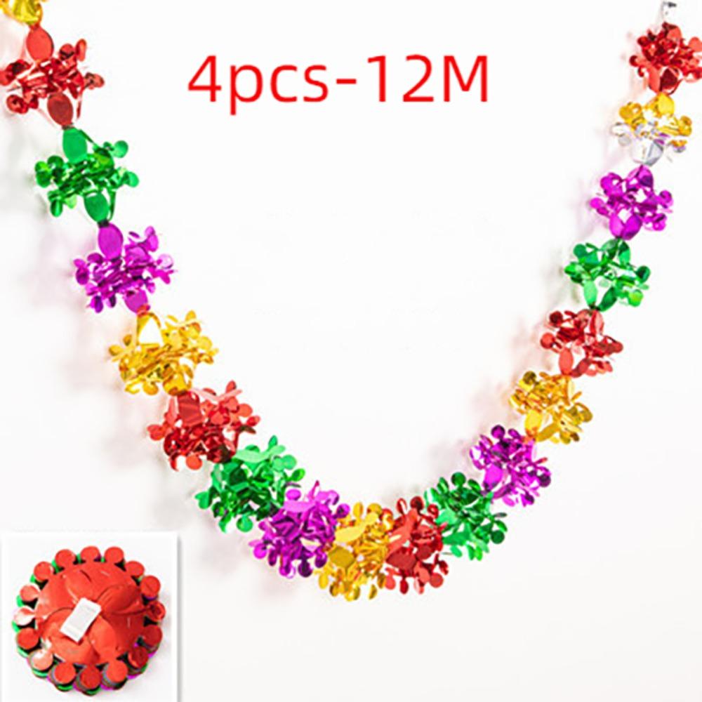 1/4pcs Xmas Gift Christmas Metalic Foil Garland Multi Colour Wedding Accessories Ceiling Wreath Creative Party Supplies