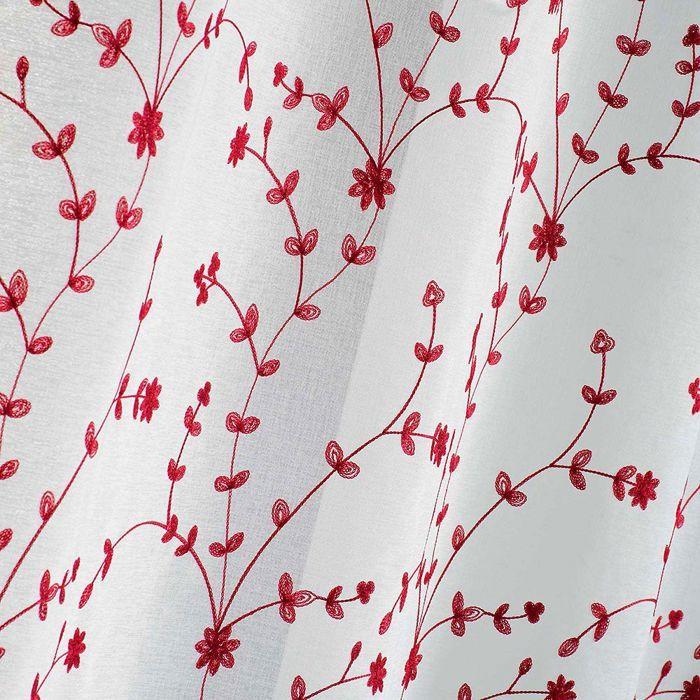 Paire droite passants 2 x 60 x 120 cm voile sable brode petite fleur Blanc/Rouge