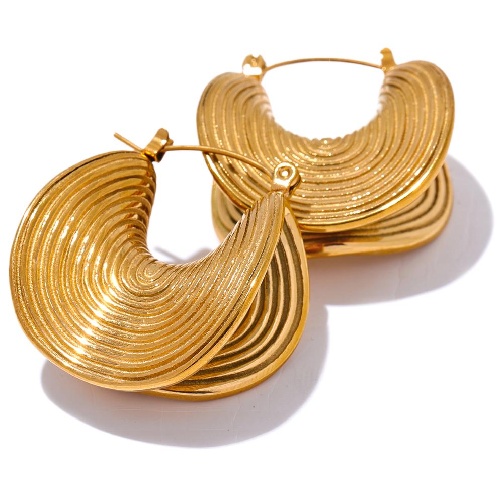 

Yhpup Stylish Unique Stainless Steel Geometric Statement Waterproof Earrings Creative Metal Gold Color Temperament Jewelry Women