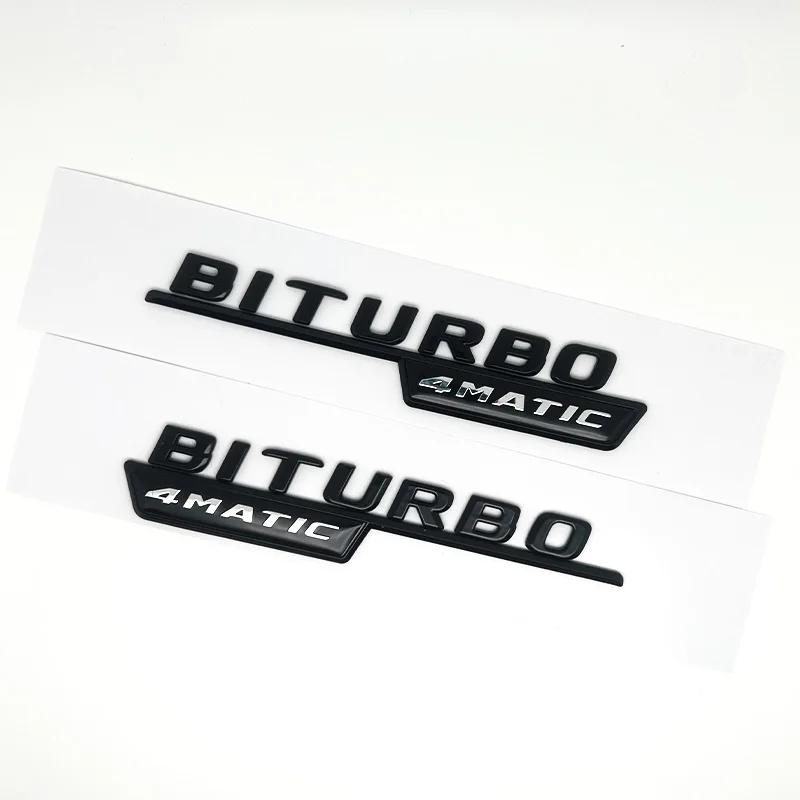 2pcs Car Letters Fender Trim Badge BITURBO 4MATIC Plus Emblem Sticker For C43 E43 GLE43 GLC43 W205 W213 Accessories