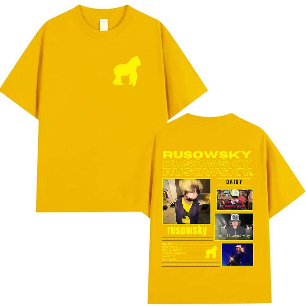 2025 Sommer Rapper Rusowsky Daisys Album Tour Grafik T-Shirt für Unisex und Damen Hiphop Reine Baumwolle 100 Freizeit T-Shirt Y2k