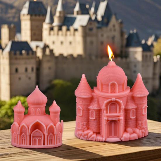 European Castle Candle Mold Silicone Soap Wax Making Mold Flexible Reusable Gypsum Concrete Mold for Home Decor Parties Weddings