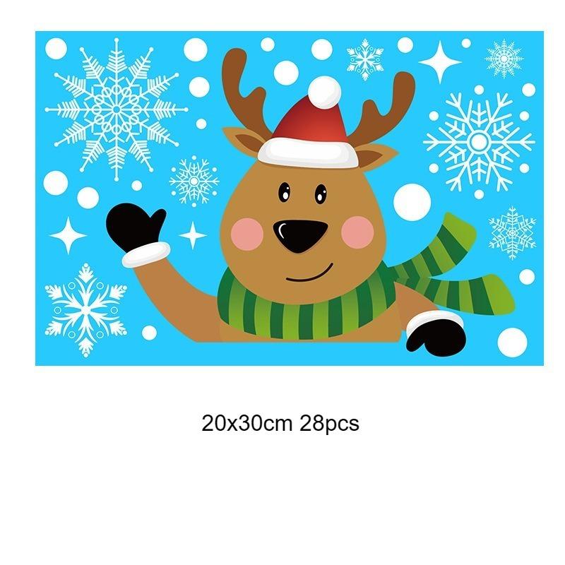 Christmas Static Window Stickers Large Snow Flake Elk PVC Wall Decals Santa Party New Year Home Glass Decor Dress Up Accessories
