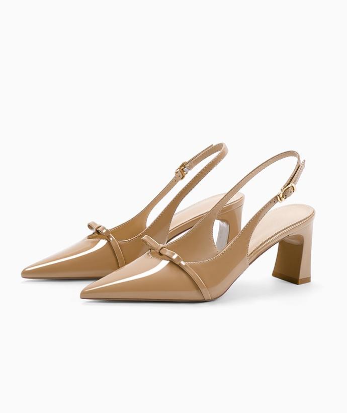 

Летние сандалии 2025 женские с острым носком на низком каблуке элегантные уличные с ремешком на пятке одинарные туфли с бантом 39 хаки